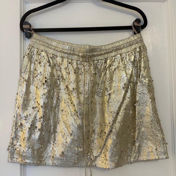 Champagne gold leather Anthropologie skirt size 10